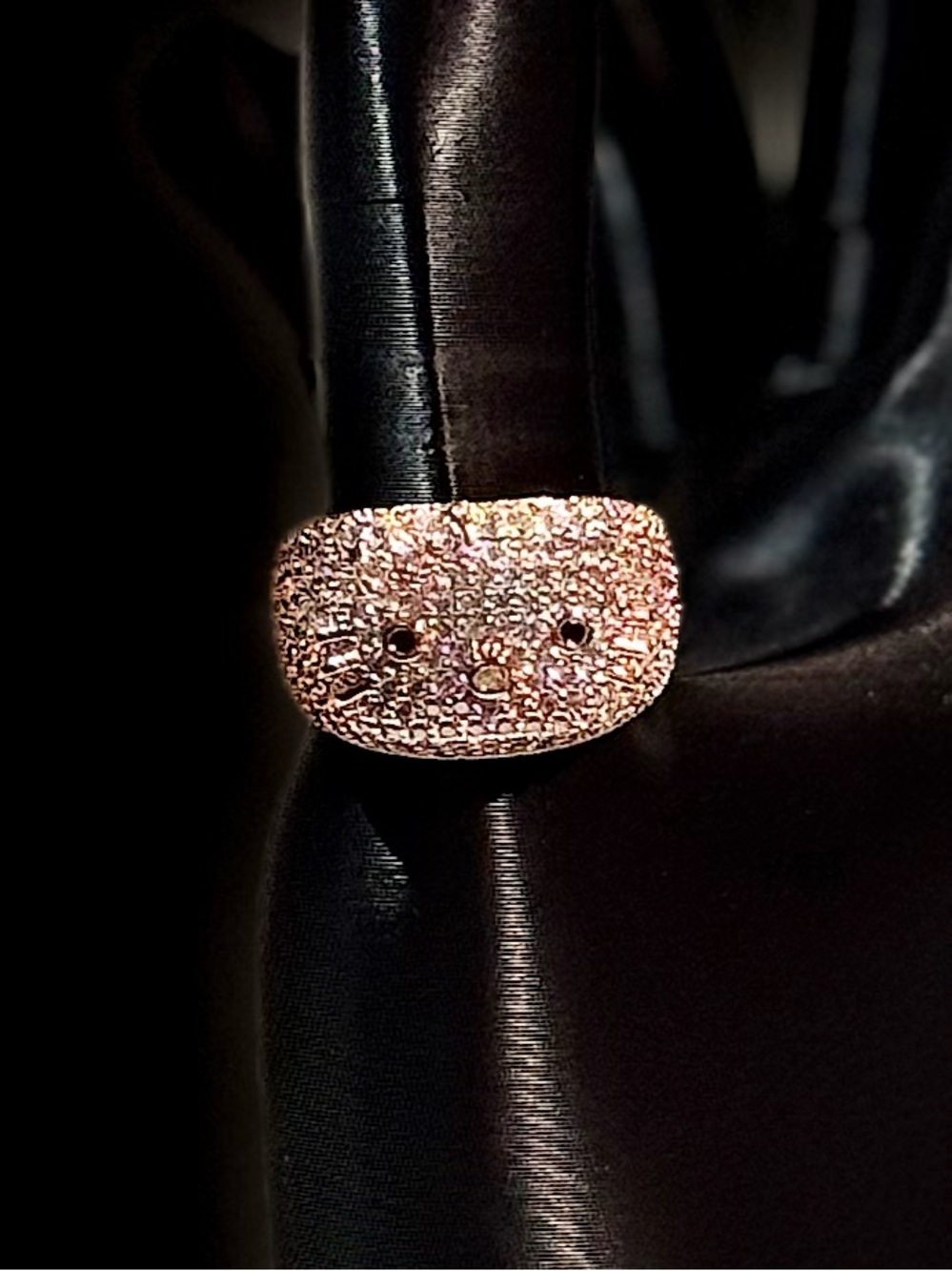 Elegant Rose Gold Pavé HK Statement Ring - Women Jewelry